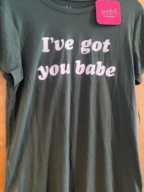 Isabel Maternity by Ingrid & Isabel Grey/ Green Tee with Light Pink Script